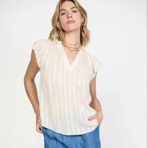 NWT Current Air Picot Flutter Sleeve Blouse